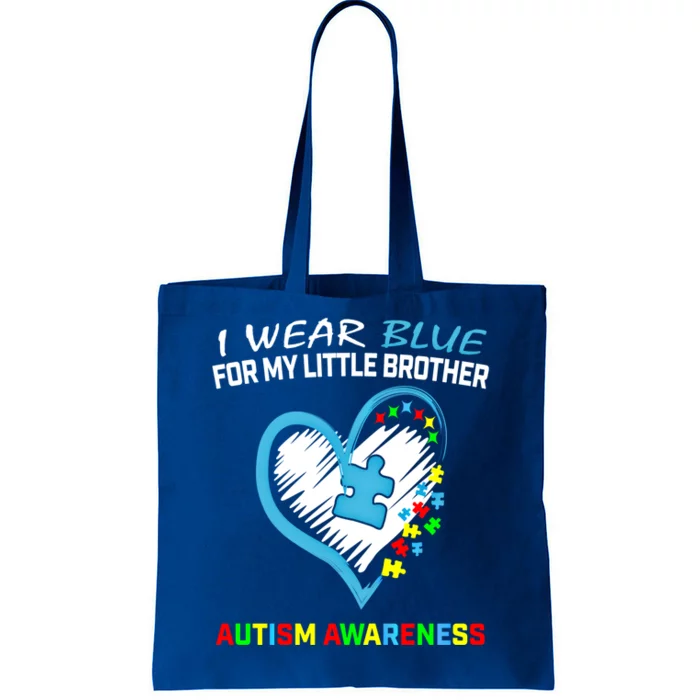 Blue For My Little Brother Autism Awareness Funny Gift Acceptance Gift Tote Bag