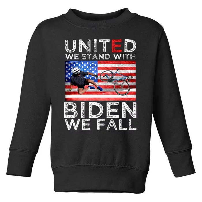 Biden Falling Memes United We Stand With Biden We Fall Funny Toddler Sweatshirt