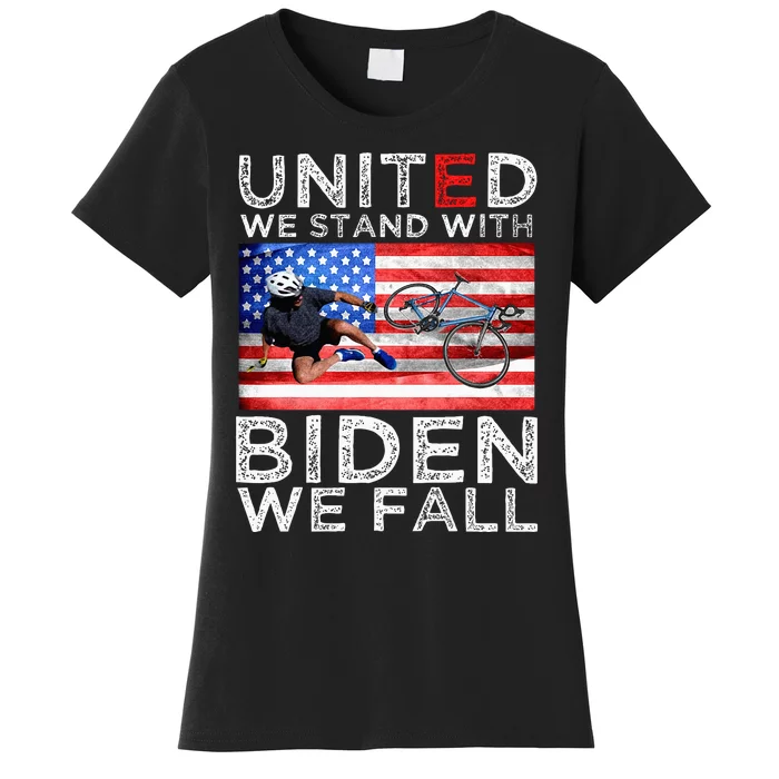 Biden Falling Memes United We Stand With Biden We Fall Funny Women's T-Shirt