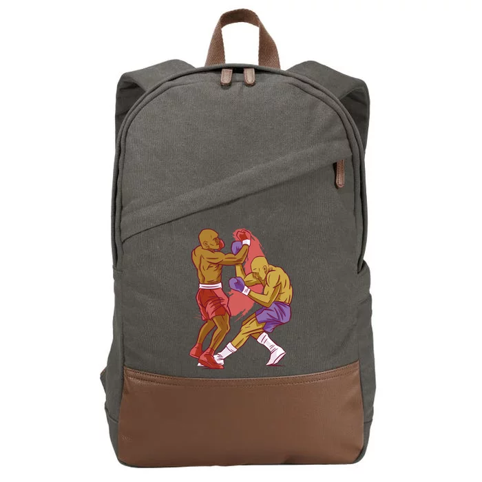 Boxers Fighting Match Cotton Canvas Backpack