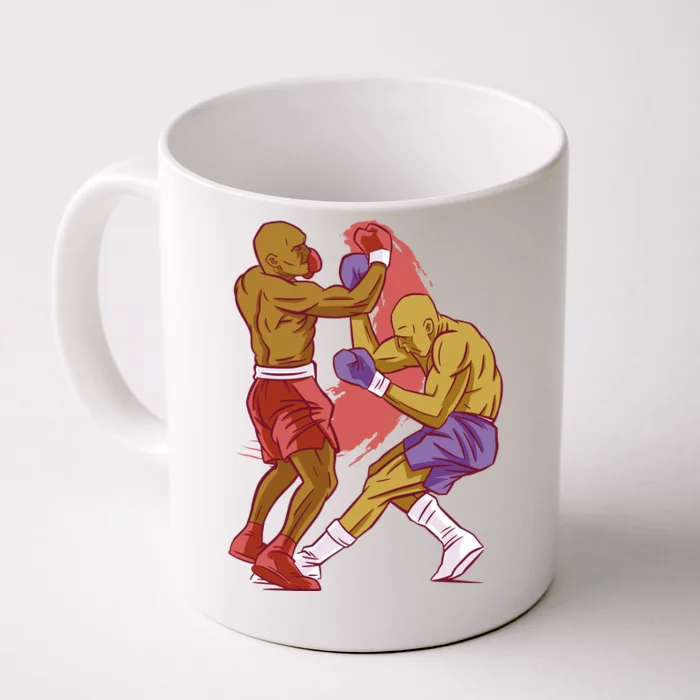 Boxers Fighting Match Front & Back Coffee Mug