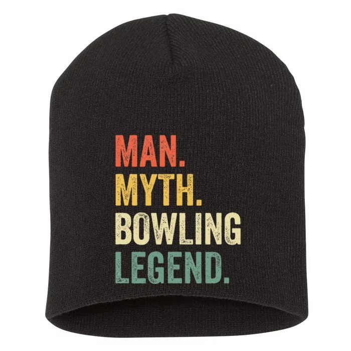 Bowler Funny Man Myth Bowling Team Legend Vintage Short Acrylic Beanie