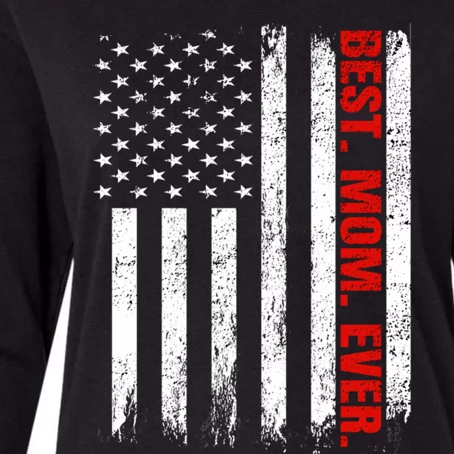 Best Firefighter Mom Ever With Usa Flag Red Line Gift Womens Cotton Relaxed Long Sleeve T-Shirt