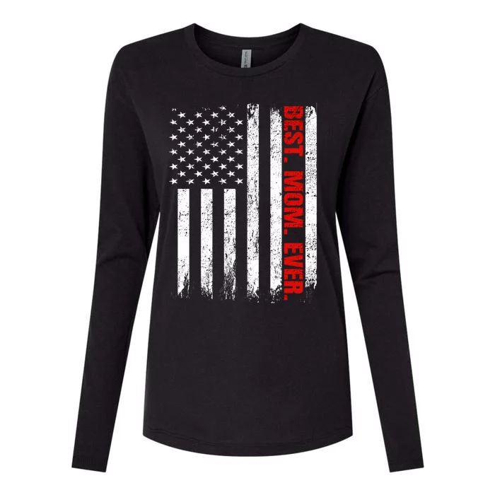 Best Firefighter Mom Ever With Usa Flag Red Line Gift Womens Cotton Relaxed Long Sleeve T-Shirt