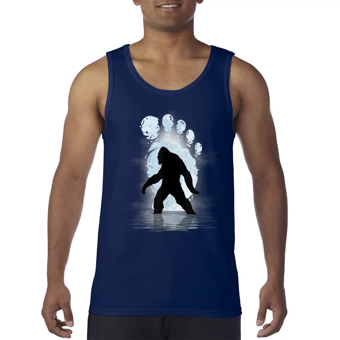 Bigfoot Footprint Moon Light Funny Sasquatch Tank Top