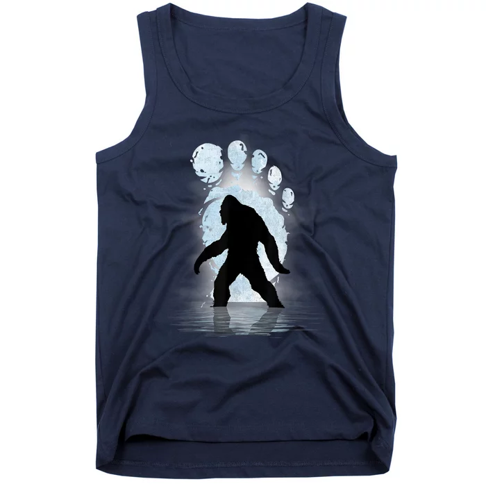 Bigfoot Footprint Moon Light Funny Sasquatch Tank Top