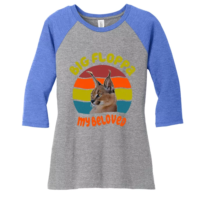 Big Floppa My Beloved Caracal Cat Gift Women's Tri-Blend 3/4-Sleeve Raglan Shirt