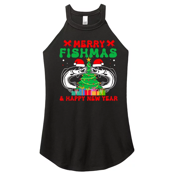 Bass Fishing Merry Fishmas And Happy New Year Christmas Women’s Perfect Tri Rocker Tank