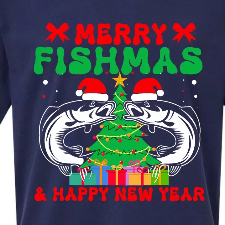 Bass Fishing Merry Fishmas And Happy New Year Christmas Sueded Cloud Jersey T-Shirt