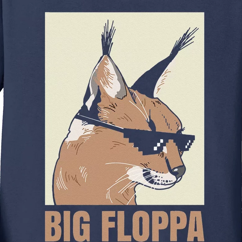 Big Floppa Meme Cat Caracal Cool Funny Cats Caracals Lover Kids Long Sleeve Shirt