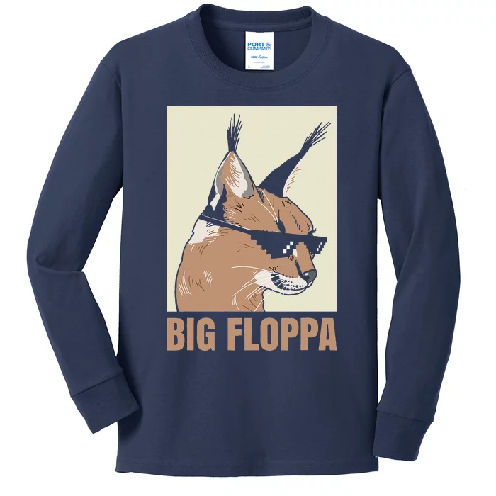 Big Floppa Meme Cat Caracal Cool Funny Cats Caracals Lover Kids Long Sleeve Shirt