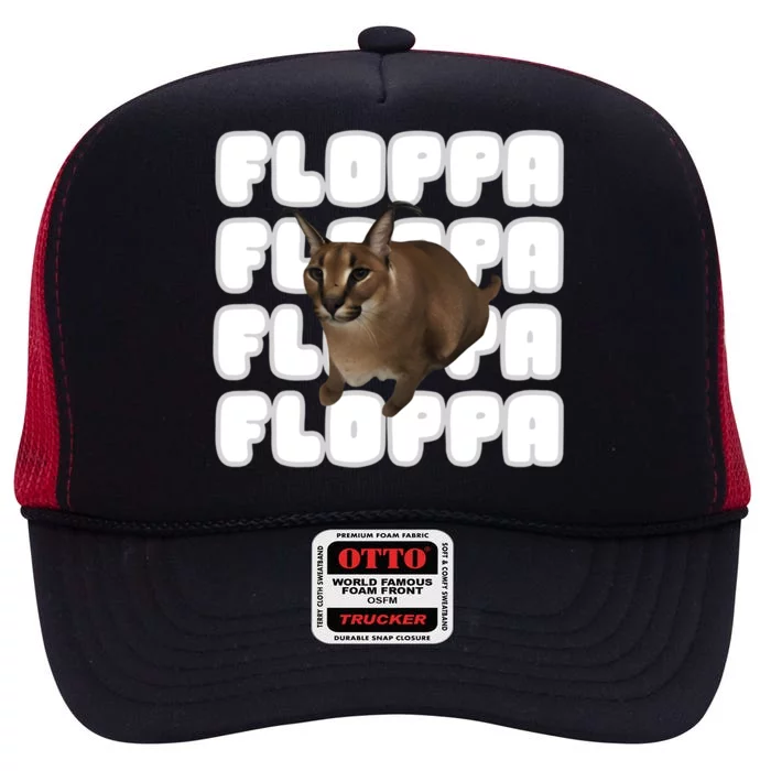 Big Floppa Meme Cat Gift High Crown Mesh Trucker Hat