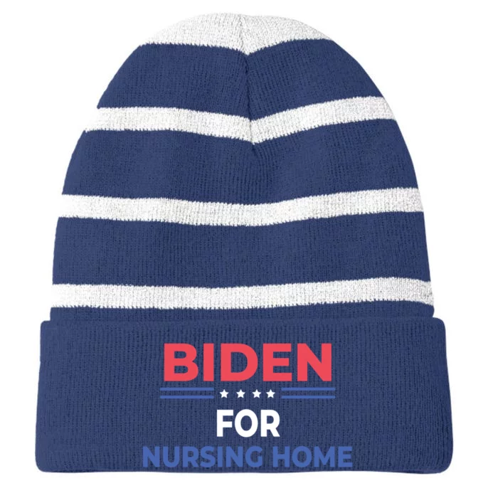 Biden For Nursing Home Striped Beanie with Solid Band