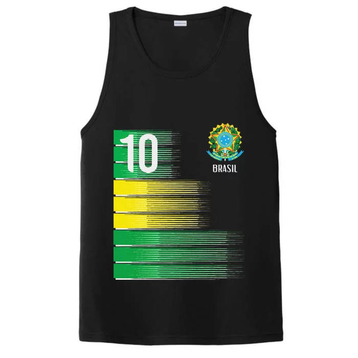 Brasil Flag Number 10 Brazil Soccer Performance Tank