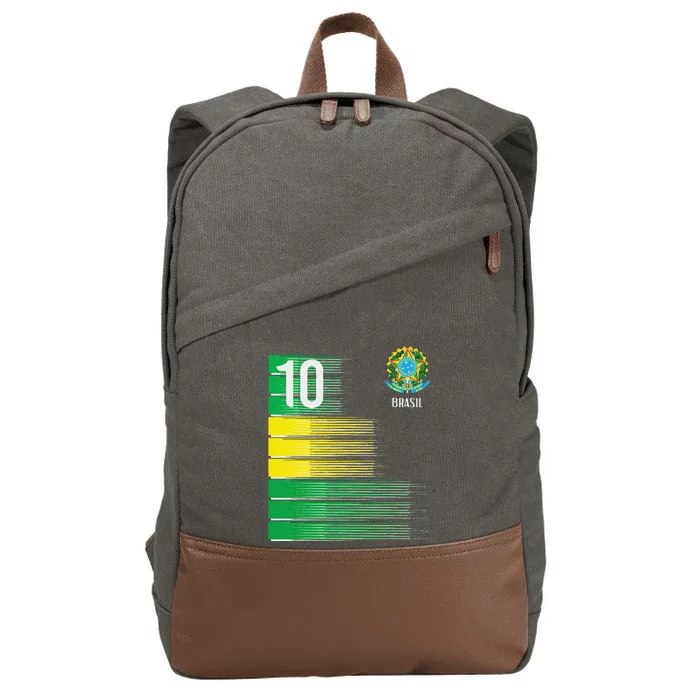 Brasil Flag Number 10 Brazil Soccer Cotton Canvas Backpack