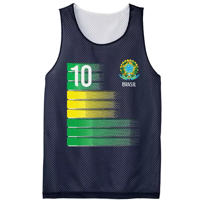 Brasil Flag Number 10 Brazil Soccer Mesh Reversible Basketball Jersey Tank