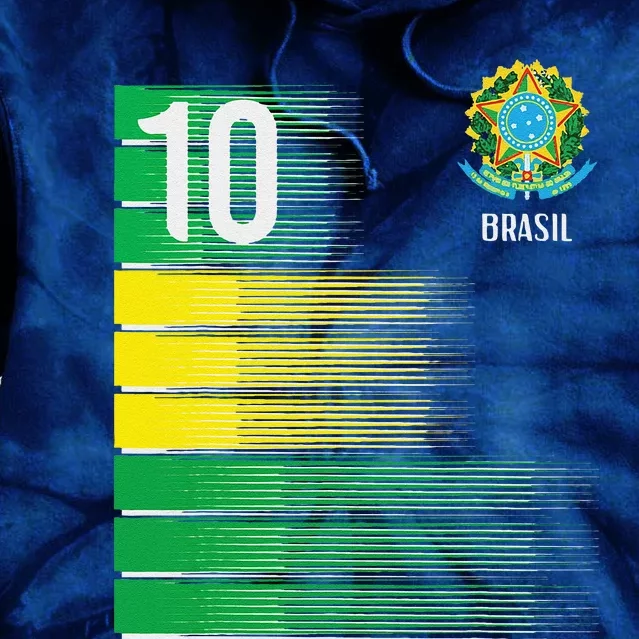 Brasil Flag Number 10 Brazil Soccer Tie Dye Hoodie