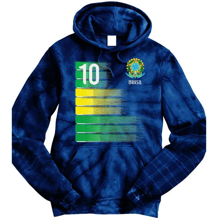 Brasil Flag Number 10 Brazil Soccer Tie Dye Hoodie