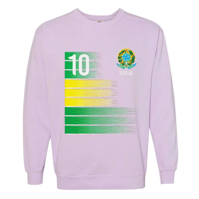 Brasil Flag Number 10 Brazil Soccer Garment-Dyed Sweatshirt