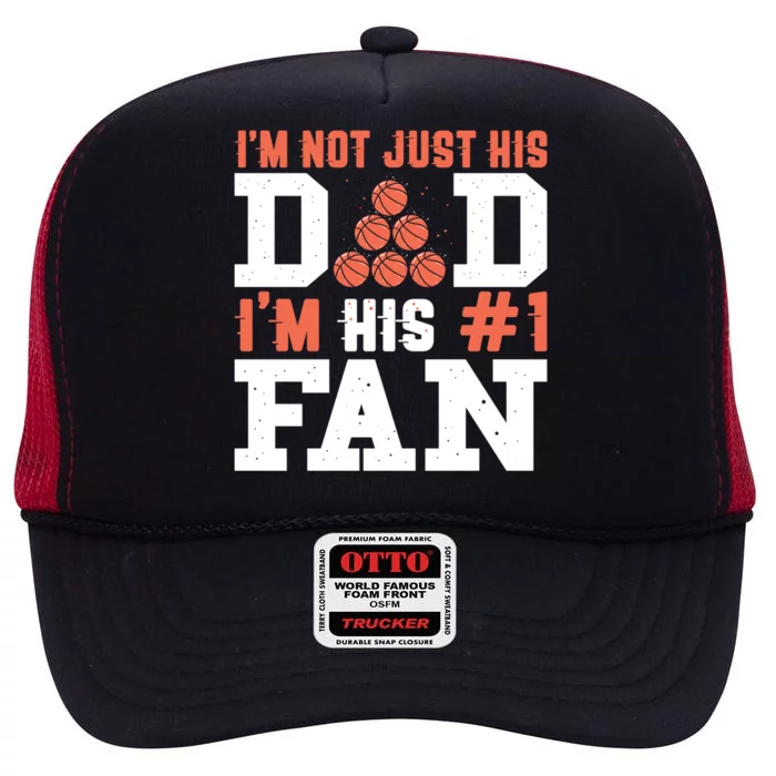 Basketball Father Number 1 Fan Funny Gift Basketball Dad Great Gift High Crown Mesh Trucker Hat