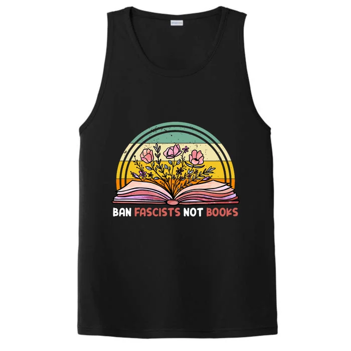 Ban Fascists Not Books Pink Flowers Gift Performance Tank