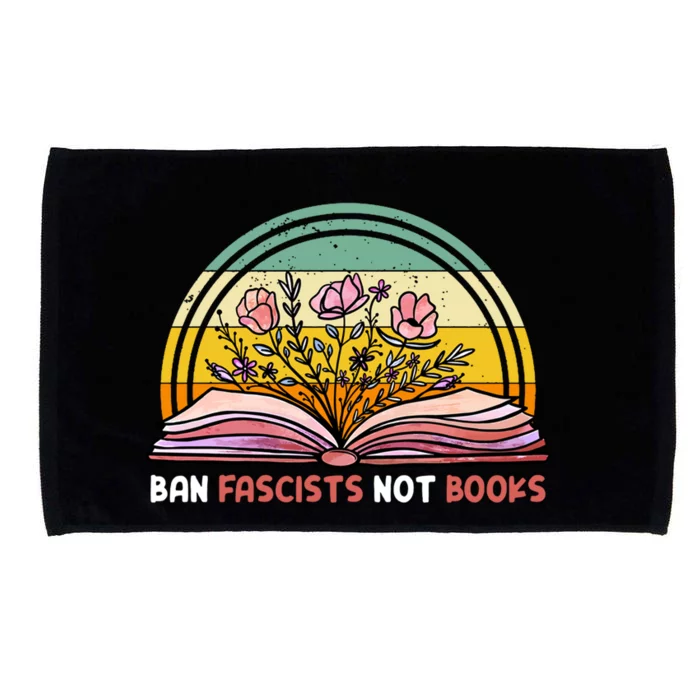 Ban Fascists Not Books Pink Flowers Gift Microfiber Hand Towel