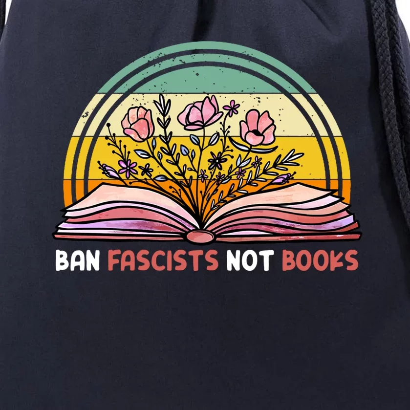 Ban Fascists Not Books Pink Flowers Gift Drawstring Bag