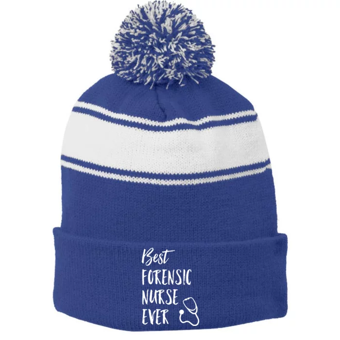 Best Forensic Nurse Ever National Nurses Week Gift Stripe Pom Pom Beanie