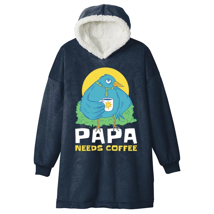 Bird Father Needs Coffee For Fathersday Gift Hooded Wearable Blanket