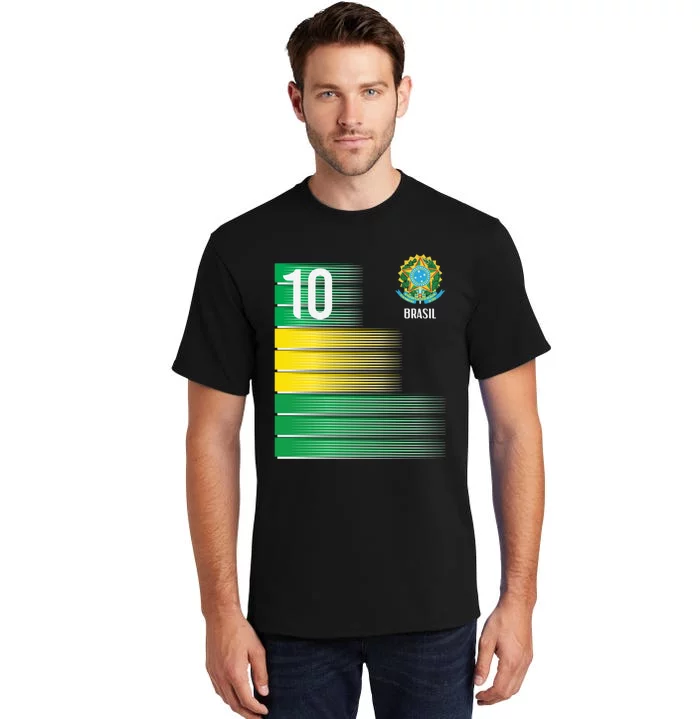 Brasil Flag Number 10 Brazil Soccer   Boys   Pullover Hoodie Tall T-Shirt