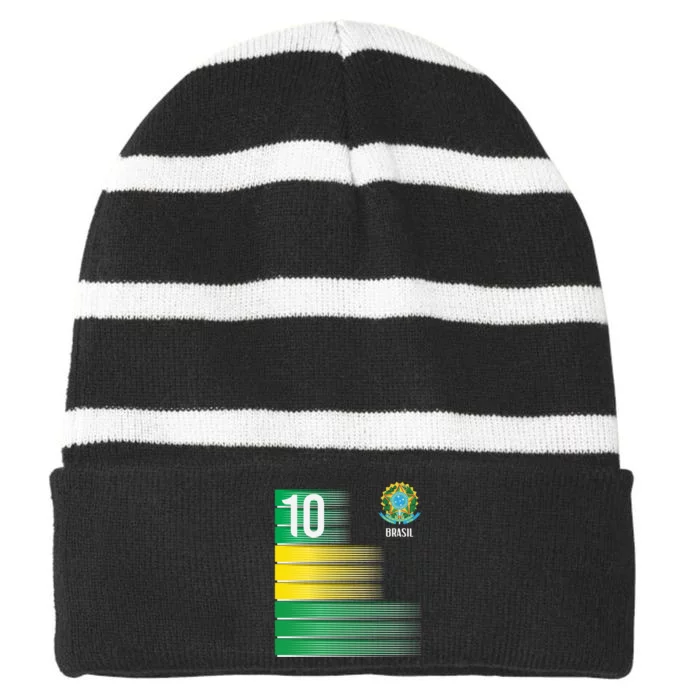 Brasil Flag Number 10 Brazil Soccer   Boys   Pullover Hoodie Striped Beanie with Solid Band