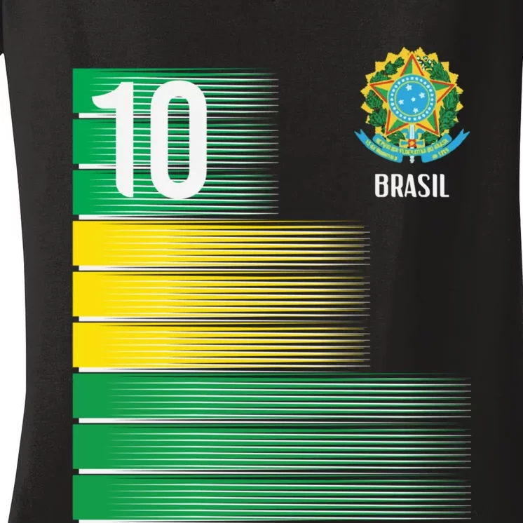 Brasil Flag Number 10 Brazil Soccer   Boys   Pullover Hoodie Women's V-Neck T-Shirt