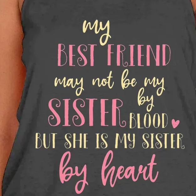 Best Friend Not By Blood But Buy Heart BFF Best Friend Women's Knotted Racerback Tank