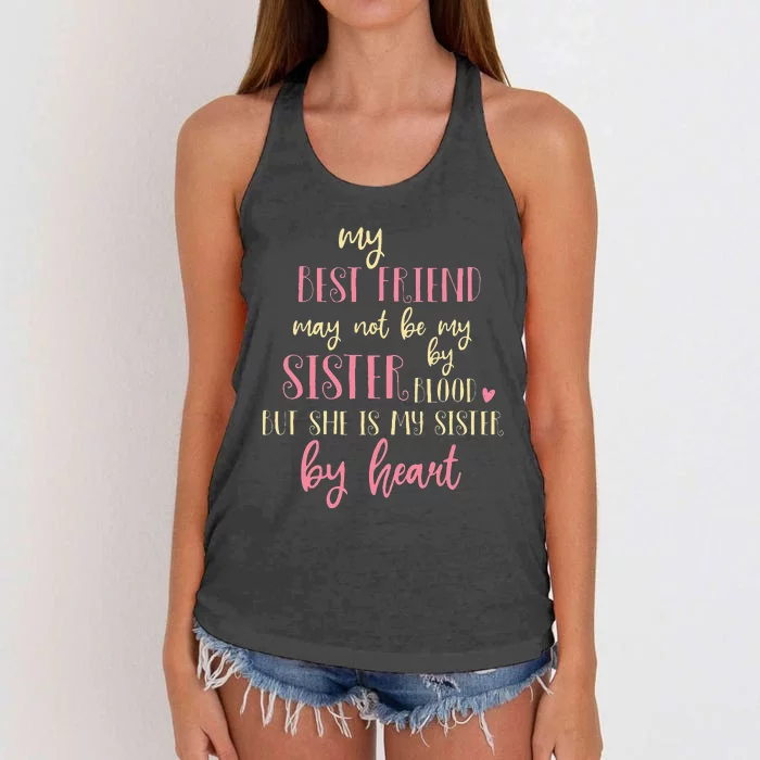 Best Friend Not By Blood But Buy Heart BFF Best Friend Women's Knotted Racerback Tank