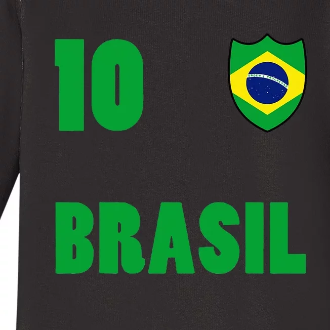 Brazil Flag Number 10 Brasil Baby Long Sleeve Bodysuit