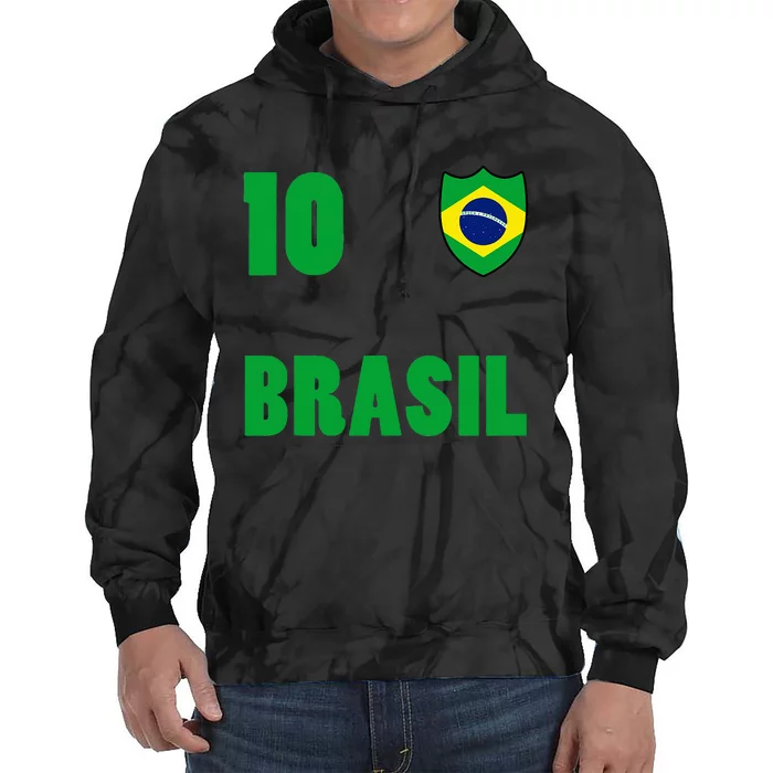 Brazil Flag Number 10 Brasil Tie Dye Hoodie