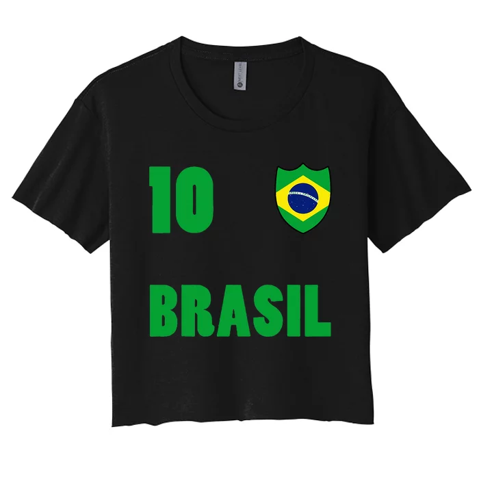 Brazil Flag Number 10 Brasil Women's Crop Top Tee