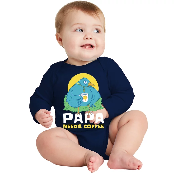 Bird Father Needs Coffee For Fathersday Gift Baby Long Sleeve Bodysuit