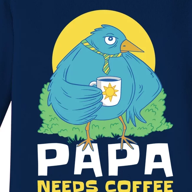 Bird Father Needs Coffee For Fathersday Gift Baby Long Sleeve Bodysuit