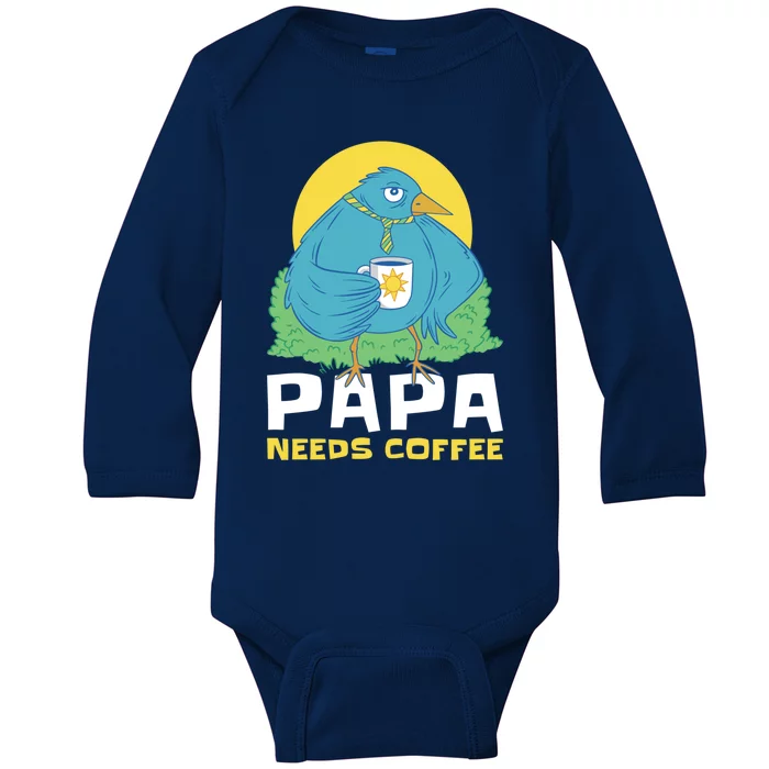 Bird Father Needs Coffee For Fathersday Gift Baby Long Sleeve Bodysuit