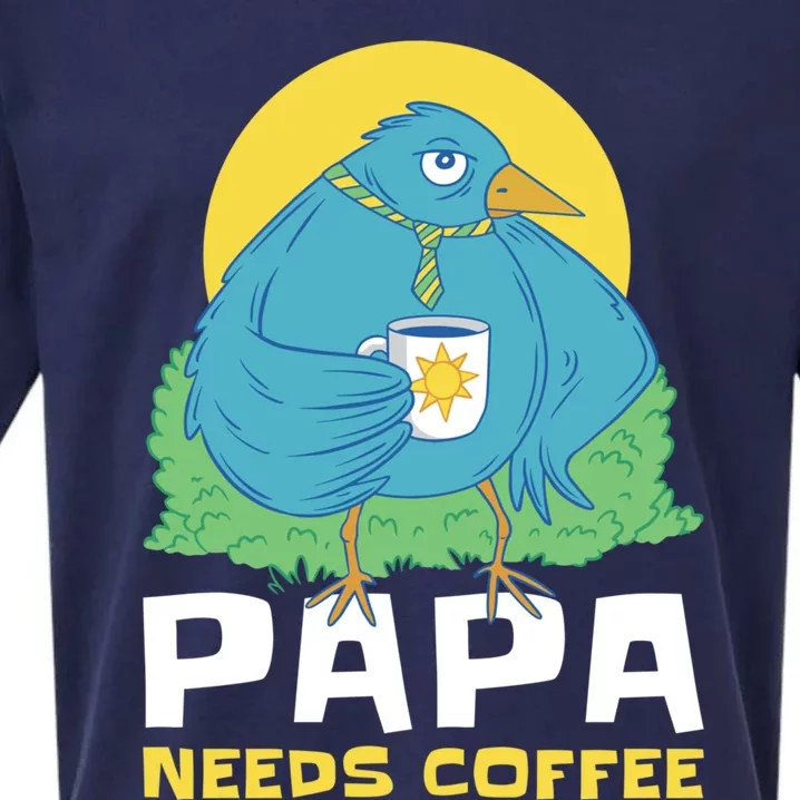 Bird Father Needs Coffee For Fathersday Gift Sueded Cloud Jersey T-Shirt