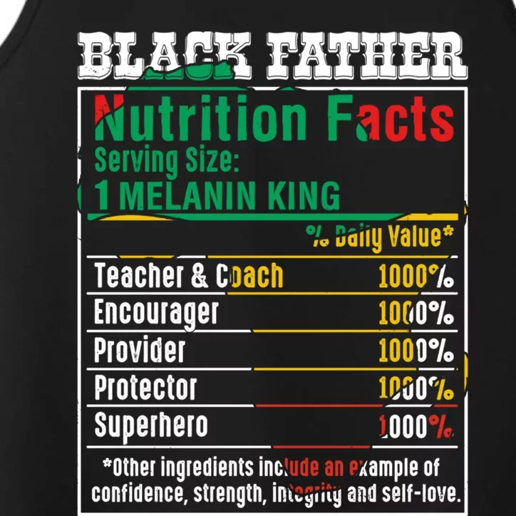 Black Father Nutrition Facts Melanin King Mix African Map Gift Performance Tank