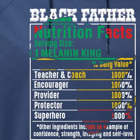 Black Father Nutrition Facts Melanin King Mix African Map Gift Performance Fleece Hoodie