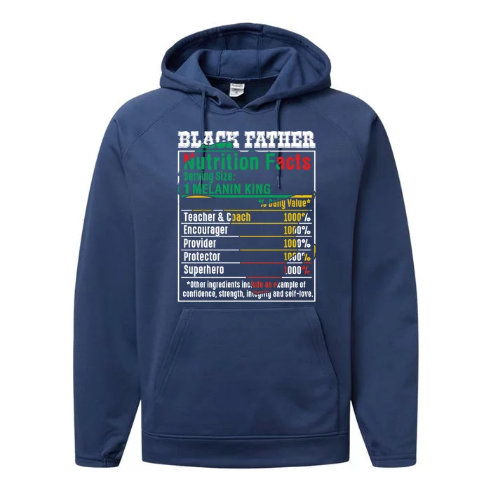 Black Father Nutrition Facts Melanin King Mix African Map Gift Performance Fleece Hoodie