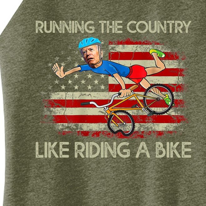 Biden Falls Off Bike Joe Biden Falling Off His Bicycle America Flag Women’s Perfect Tri Rocker Tank