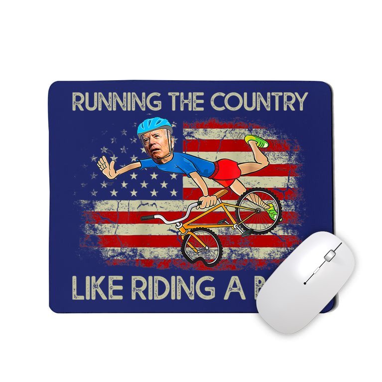 Biden Falls Off Bike Joe Biden Falling Off His Bicycle America Flag Mousepad