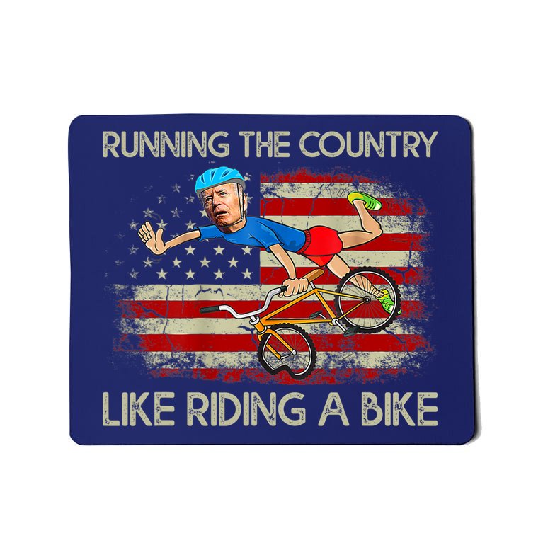 Biden Falls Off Bike Joe Biden Falling Off His Bicycle America Flag Mousepad