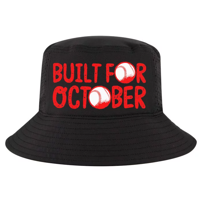 Built For October Baseball Month Playoffs Retro Swing Red Cool Comfort Performance Bucket Hat