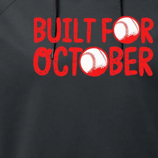 Built For October Baseball Month Playoffs Retro Swing Red Performance Fleece Hoodie