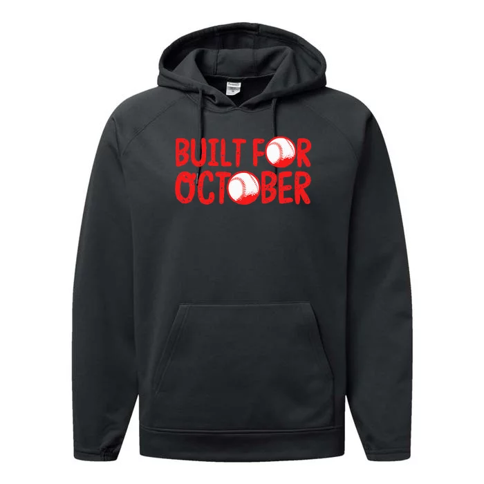 Built For October Baseball Month Playoffs Retro Swing Red Performance Fleece Hoodie